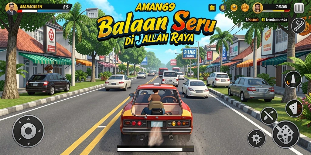 Screenshot gameplay AMAN69 saat balapan intens di jalan raya.