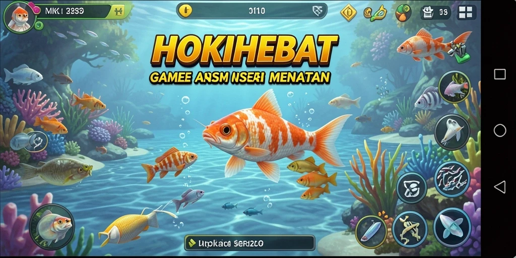 Gameplay seru HOKIHEBAT dengan berbagai lokasi memancing.