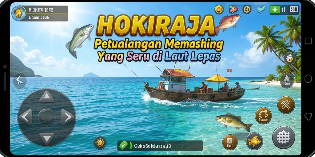 Gameplay seru HOKIRAJA yang memukau dalam dunia memancing.