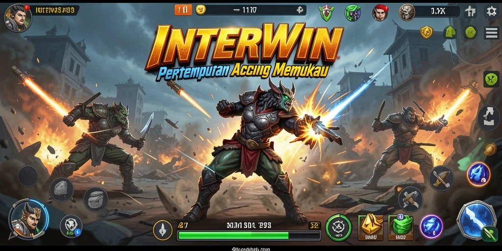Tampilan gameplay seru dari INTERWIN saat pertempuran berlangsung.