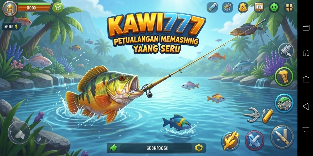 Screenshot gameplay KAWI777 yang menunjukkan aksi memancing seru.