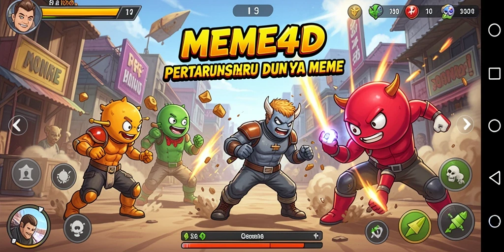 Tampilan pertarungan seru dengan karakter meme di MEME4D.