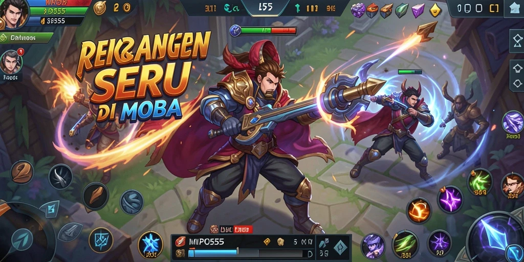Tampilan menarik dari pertarungan epik di arena MOBA.