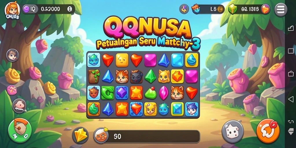 Tampilan gameplay QQNUSA yang menarik dalam kategori Match-3.