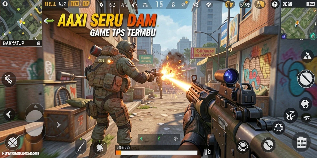 Tampilan gameplay seru RAKYATJP dengan aksi tembak-menembak intens.