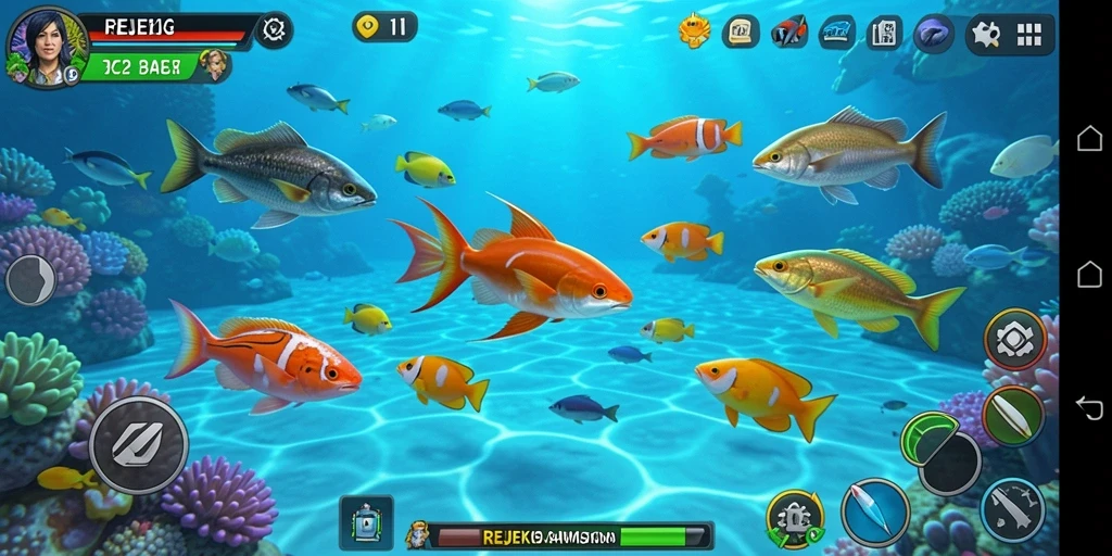 Tampilan gameplay seru dari REJEKIGAMES saat menembak ikan.