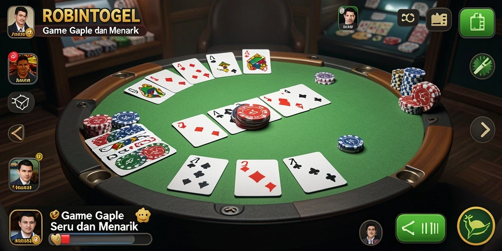 Tampilan seru dan menarik dalam gameplay Gaple ROBINTOGEL.