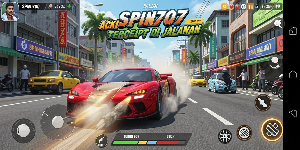 Screenshot gameplay SPIN707 menampilkan balapan seru di jalanan kota.