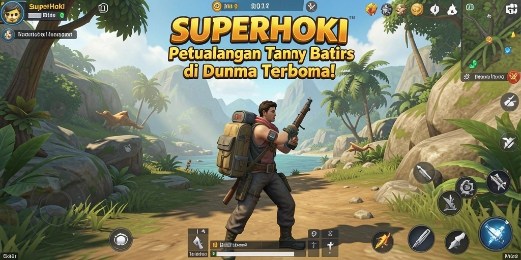 Tampilan gameplay mendebarkan dalam dunia terbuka SUPERHOKI.