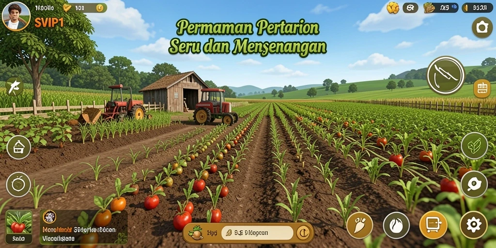 Screenshot gameplay <strong>SVIP1</strong> menunjukkan keseruan bertani di ladang.