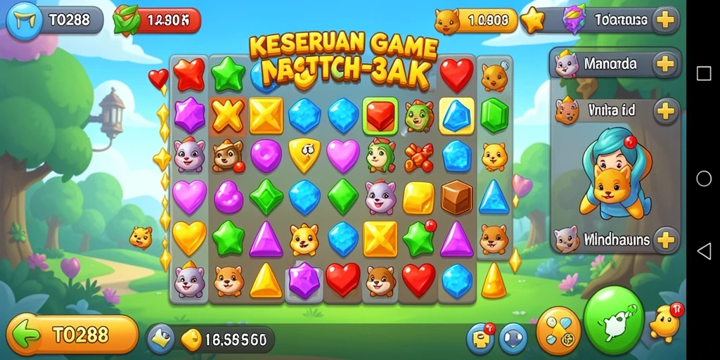 Tampilan gameplay <strong>TO288</strong> yang menampilkan level menantang Match-3.